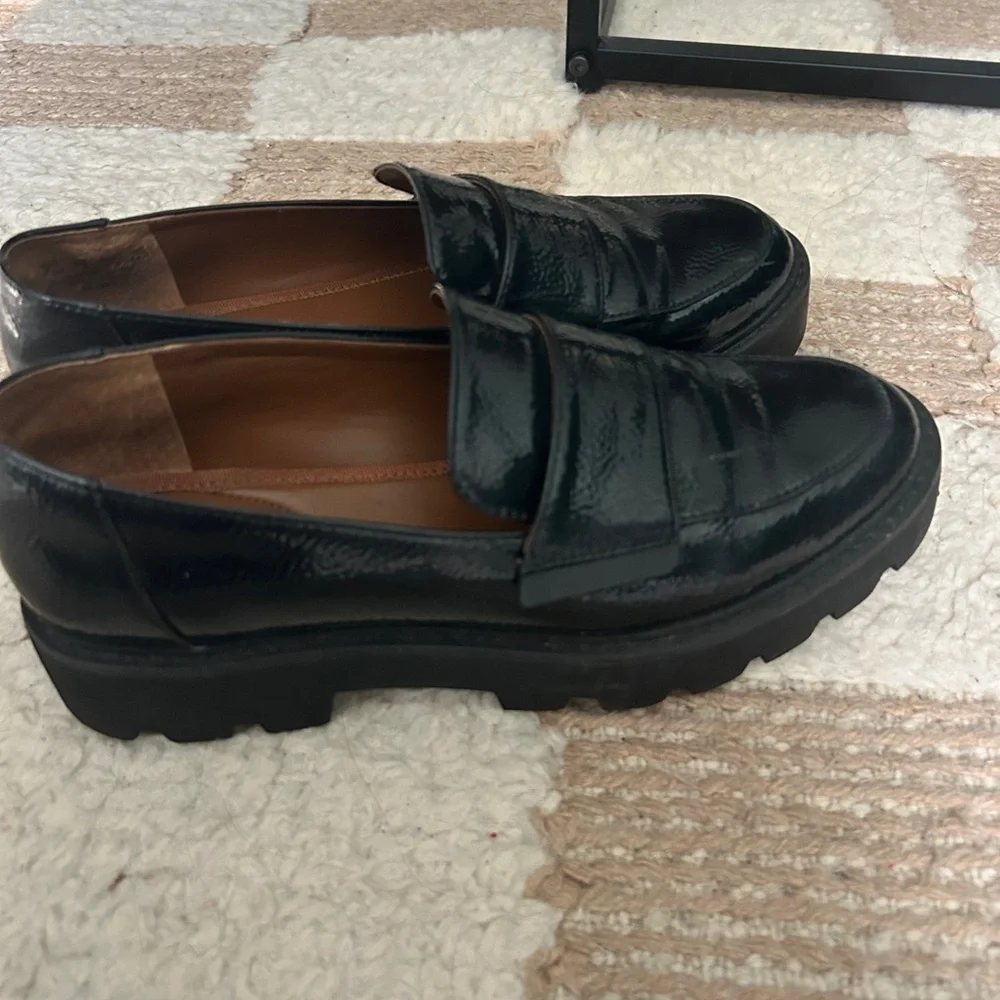 Franco Sarto Black Patent Leather Loafers